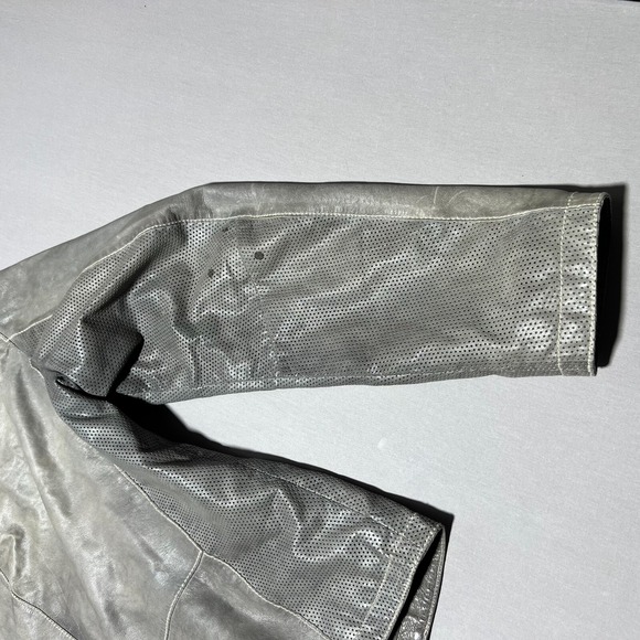 Williams & Kent Mens Gray Leather Lined Full Zip Motorcycle Jacket Plus Size XXL - Picture 5 of 16